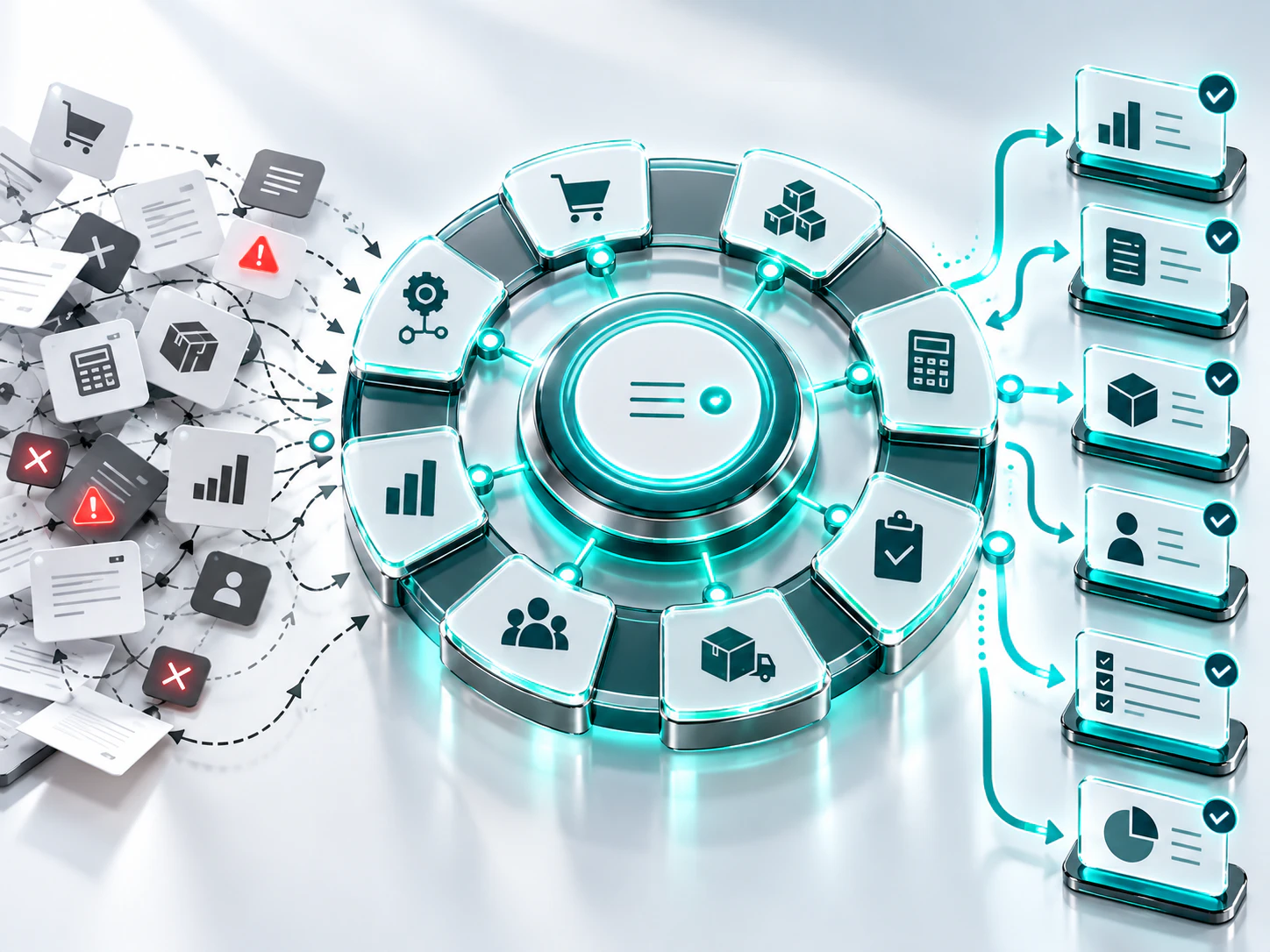 Operational systems connected through ERP workflows